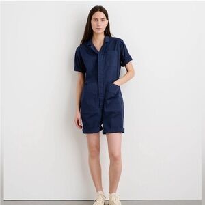 Alex Mill Romper Standard Short Jumpsuit Utility Cotton in Navy